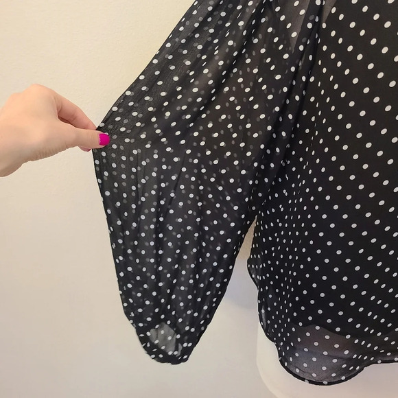 J Crew Puff Sleeve Polka Dot Lightweight Chiffon Top - Picture 3 of 5